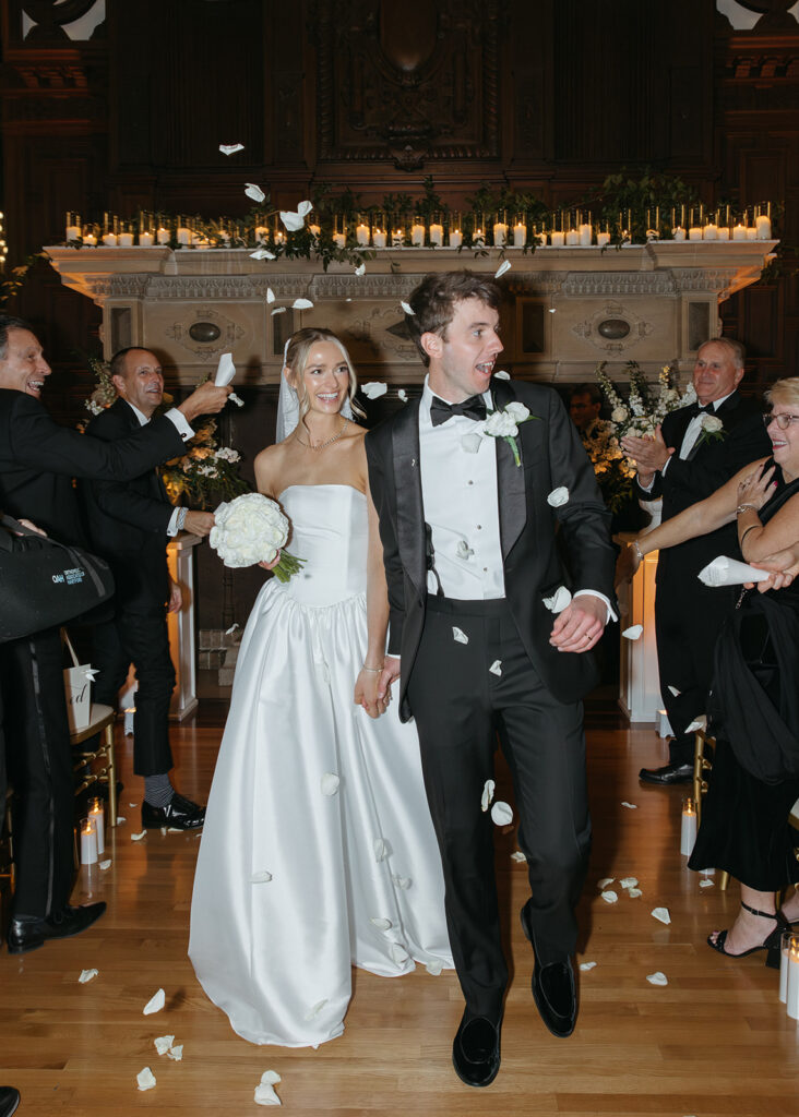 couple recessing back down the aisle