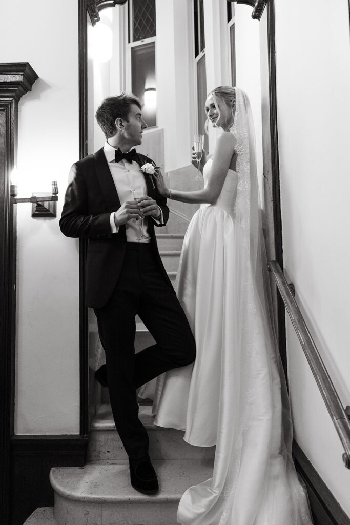 post ceremony portrait of bride and groom