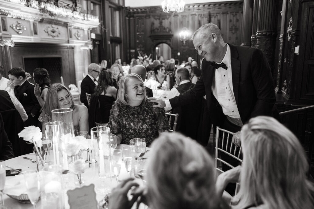 guests gathering and laughing before dinner