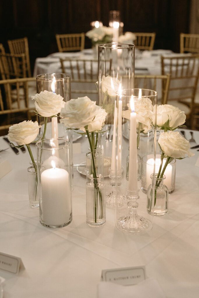 simple white flowers filled the reception space
